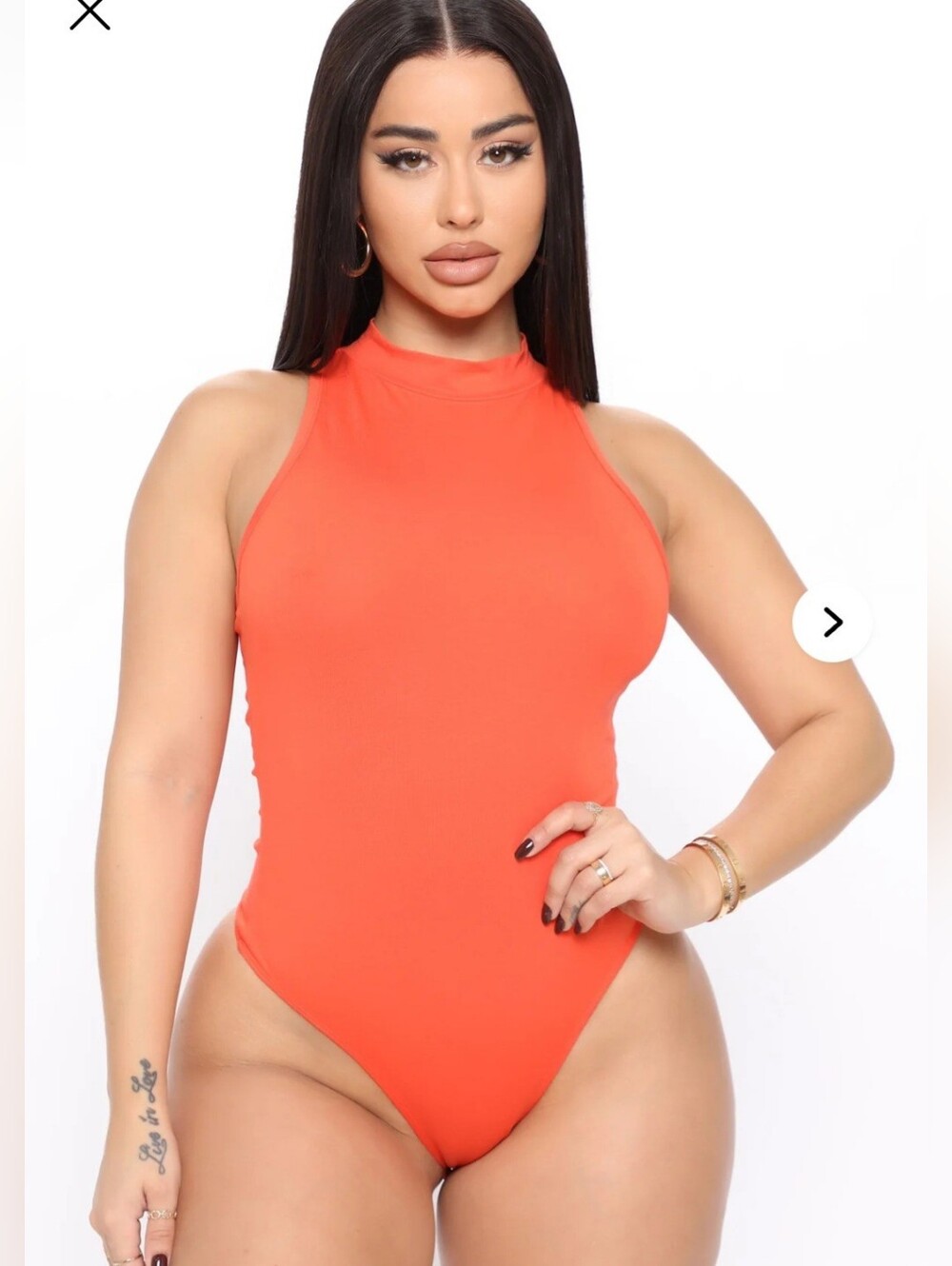 Mel Sleeveless Mock Neck Bodysuit - Orange